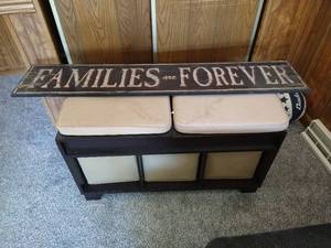 lot 203 image: Storage Bench & Decor Sign