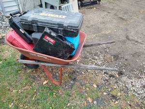lot 220 image: True Temper 5 cu. ft. Wheelbarrow & Several Empty Cases