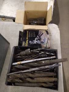 lot 314 image: Large Drill Bit Lot, Pipe Dies & Bit Sharpener