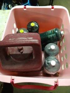 lot 319 image: Coleman Propane Camping Lantern & Propane Cans