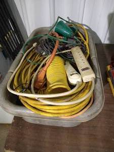 lot 348 image: Tote Full of Extension Cords, Etc