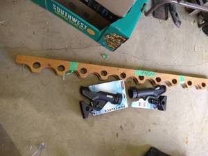 lot 410 image: Fishing Rod Rack & (2) New Powerlock Rod Holders