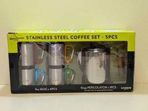 lot 6 image: ALPINE MOUNTAIN STAINLESS STEEL COFFEE SET 5PC.