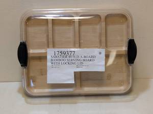 lot 13 image: SABATIER BUILD A BOARD BAMBOO SERVING BOARD W LOCKING LID