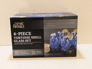 lot 28 image: THYME & TABLE 6PC. TORTOISE SHELL GLASS SET