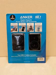 lot 46 image: ANKER MAG GO MAGNETIC POWER BANKS WITH KICKSTAND 2PK.