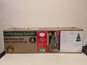 lot 111 image: HOLIDAY TIME 7.5 PRE-LIT GLITTERING FROST PINE TREE