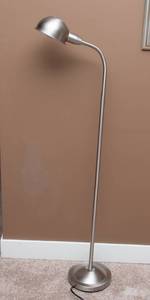 lot 23 image: Gooseneck Floor Lamp  Silver-Tone, Adjustable Height
