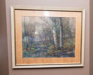 lot 29 image: Woodland Landscape Wall Art  Framed and Matted