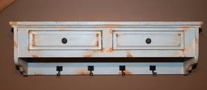 lot 32 image: Shabby Chic Decorative Wall Shelf with Hooks