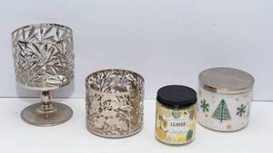 lot 45 image: Bath & Body Works Candles with Decorative Stands  Brand New