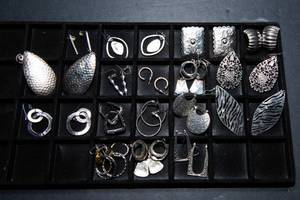 lot 50 image: Assorted Silvertone Earrings  17 Pairs