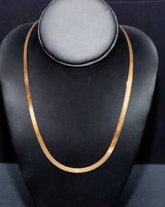 Made in Italy 14K Gold Duragold Solid Herringbone Chain Necklace