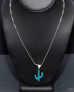 lot 37 image: Sterling Silver Inlay Cactus Necklace