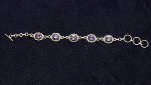 lot 41 image: Vintage Sterling Silver Amethyst Link Bracelet  925