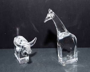 lot 38 image: Orrefors Sweden Crystal Figurines  Giraffe and Bull