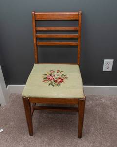 lot 110 image: Vintage Murphy Chair Company Chair with Cross-Stitch Seat