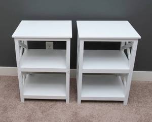 lot 104 image: Set of Two Matching White End Tables