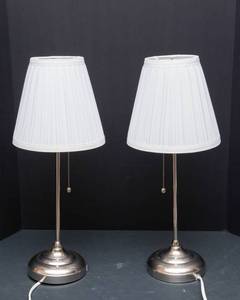 lot 78 image: Pair of Silver Tone Table Lamps