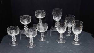 lot 81 image: Set of Drinking Glasses  Champagne and Wine, Likely Crystal