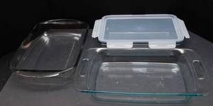 lot 150 image: Three Glass Baking Dishes