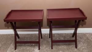 lot 169 image: Set of Two IKEA Side Tables  Plum Color with Removable Tray Tops