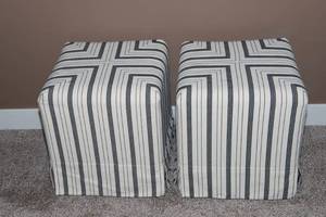 lot 167 image: Set of Two Square Striped Ottomans
