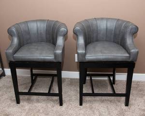 lot 152 image: Set of Two Faux Leather Barstools