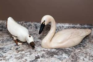 lot 170 image: Set of Two Bird Figurines  Goose and Swan