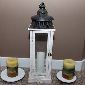 lot 172 image: Large Lantern and Two Decorative Candles