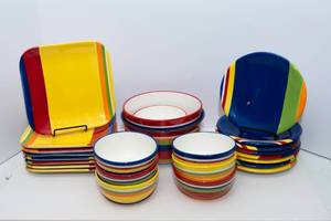 lot 158 image: Assorted Colorful Dishware  Sonoma Color Fest & Summer Living