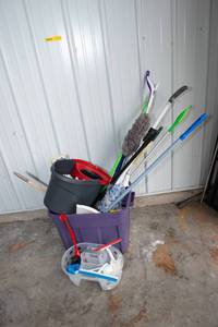 lot 217 image: Cleaning Supplies  Mop Bucket, Caddy & More