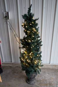 lot 230 image: Christmas Tree in CeramicCement-Look Planter  54 Tall
