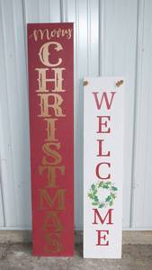 lot 213 image: Set of Two Holiday Signs