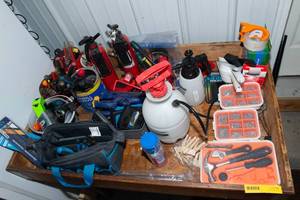 lot 196 image: Table Full of Various Tools