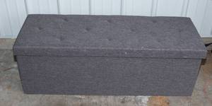 lot 253 image: Gray Storage Bench  43 L x 14.5 W x 15 T
