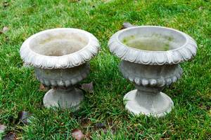 lot 265 image: Set of 2 Cement Planters  14 Diameter x 13 T