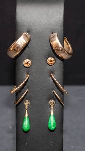 lot 92 image: Five Pairs Gold Tone Earrings