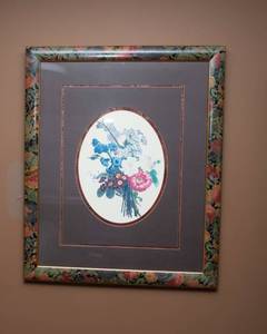 lot 57 image: Large Wall Art with Unique Floral Frame  28 x 34