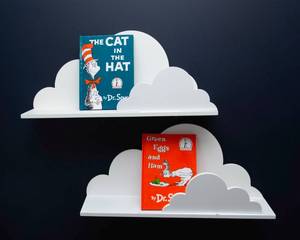 lot 76 image: Floating Cloud Wall Shelves with Dr. Seuss Books