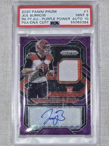 Joe Burrow Rookie 2020 Panini Prizm Purple Power Auto #1 - Numbered 42/49 - Cincinnati Bengals Football Card