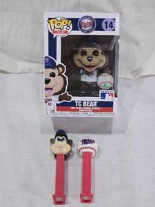 lot 25 image: Funko Pop MLB TC Bear Vinyl Figure and Twins PEZ Dispensers