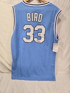 lot 43 image: Larry Bird Auto Nike Indiana State Blue Basketball Jersey