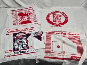 lot 47 image: 5 Various Minnesota Twins Homer Hankies