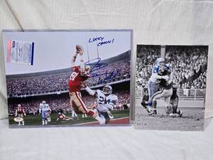 lot 68 image: Dwight Clark The Catch Autograhed Photo and Photo of Mr. Cowboy Bob Lilley