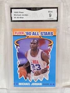 lot 84 image: Michael Jordan 1990 Fleer All-Stars GMA Graded Mint 9 #5 - NBA Basketball Card