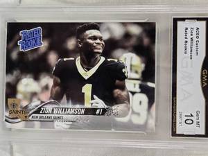 lot 90 image: Zion Williamson ACEO Custom Rated Rookie Card GMA Graded 10