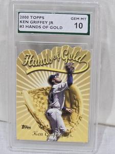 lot 104 image: Ken Griffey Jr. 2000 Topps Hands of Gold #3 SPAuthentic Graded GEM MT 10 - Seattle Mariners Baseball Card