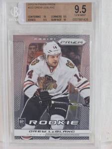 lot 112 image: Drew LeBlanc Rookie 2013-14 Panini Prizm #222 Beckett Graded 9.5 - Chicago Blackhawks Hockey Card
