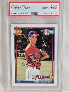 lot 118 image: Chipper Jones Rookie 1991 Topps Auto #333 PSA Authenticated - Atlanta Braves Baseball Card
